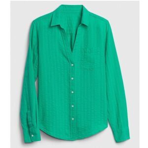 GAP Linen Blend Perfect Shirt - Siren Green Size Medium